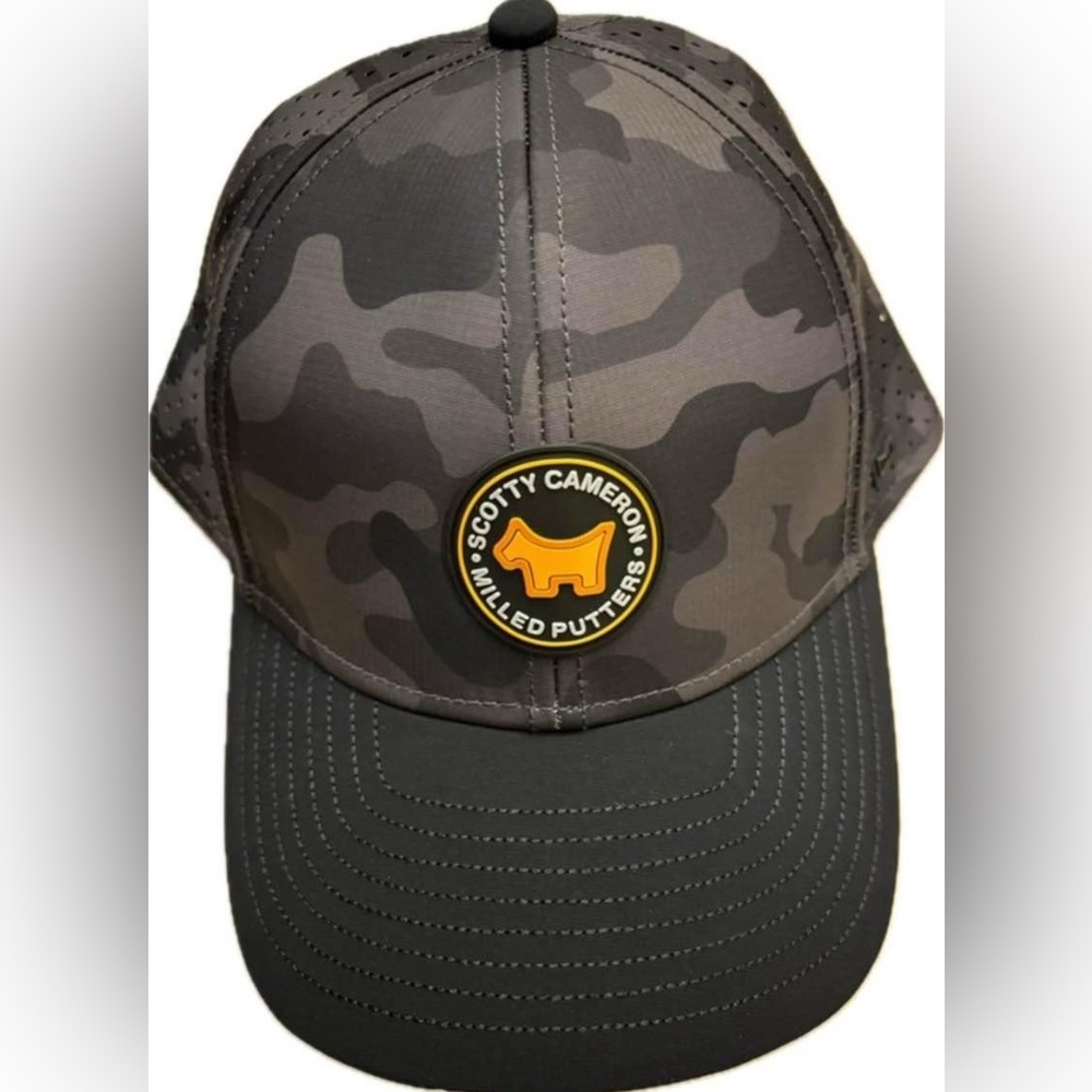 NWT SCOTTY CAMERON Golf  MELIN Camo Hydro A-Game Hat XL Black Camo Orange Dog